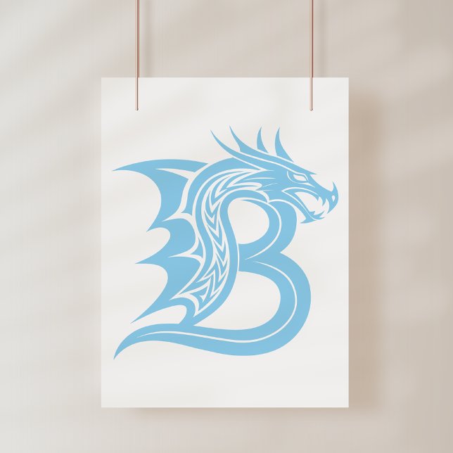 Affiche Lettre B de style dragon, alphabet du dragon, mono (Créateur téléchargé)