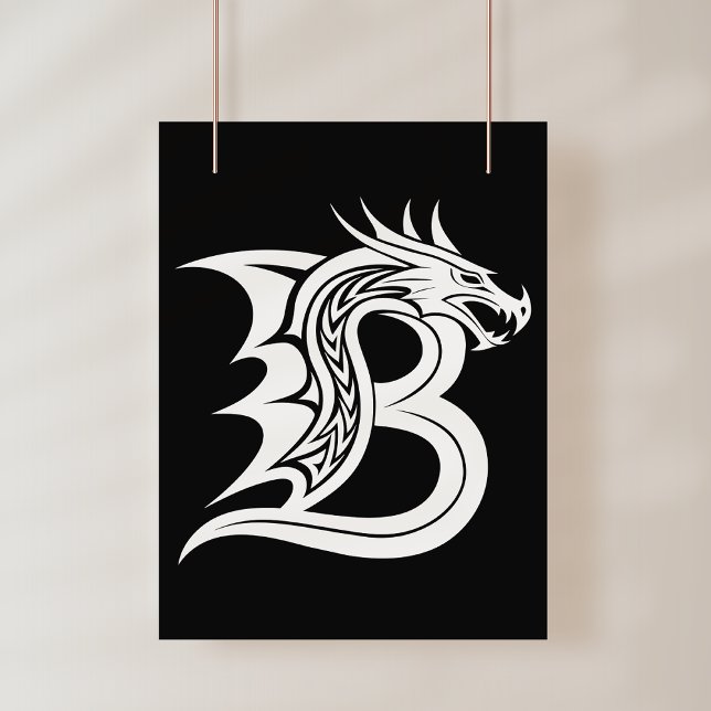 Affiche Lettre B de style dragon, alphabet du dragon, mono (Créateur téléchargé)