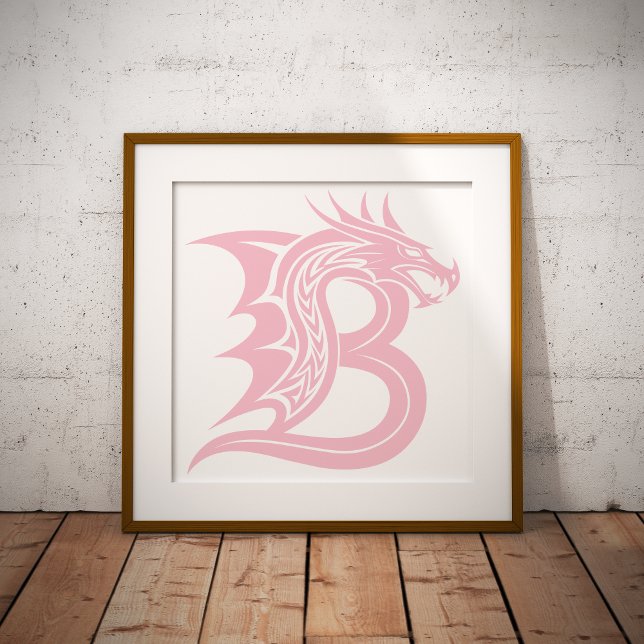 Affiche Lettre B de style dragon, alphabet du dragon, mono (Créateur téléchargé)