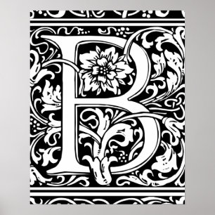 Affiche Lettre B Monogramme Médiéval Initiale Vintage