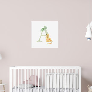 Affiche LETTRE BÉBÉ POUR ENFANTS A Tigre Monogramme Nurser