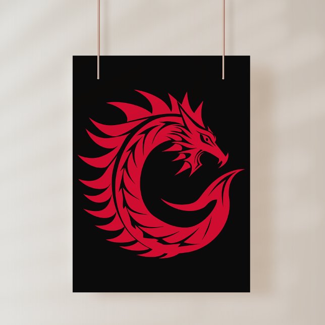 Affiche Lettre C de style dragon, alphabet du dragon, mono (Créateur téléchargé)