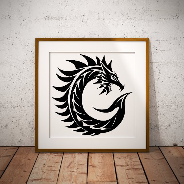 Affiche Lettre C de style dragon, alphabet du dragon, mono (Créateur téléchargé)