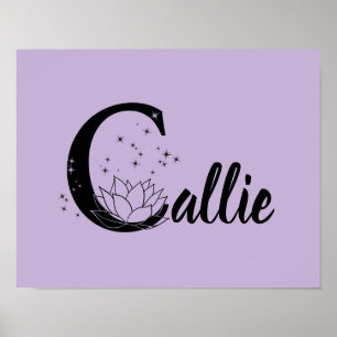 Affiche LETTRE C Pépinière D'Art Personnalisé Lotus Flower