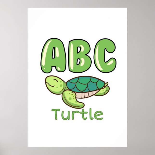 Affiche LETTRE CLÉ TORTUT Lover Alphabet ABC Tortue (Devant)