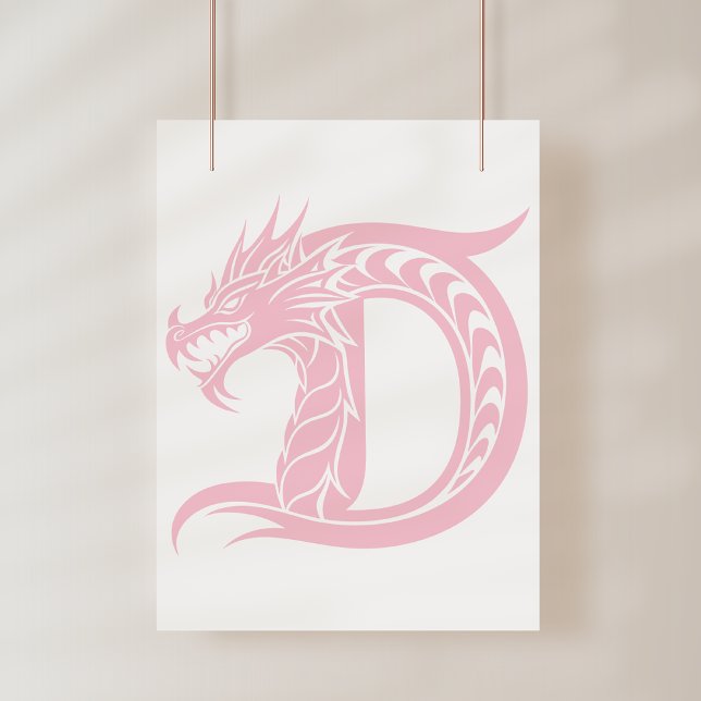 Affiche Lettre D de style dragon, alphabet du dragon, mono (Créateur téléchargé)