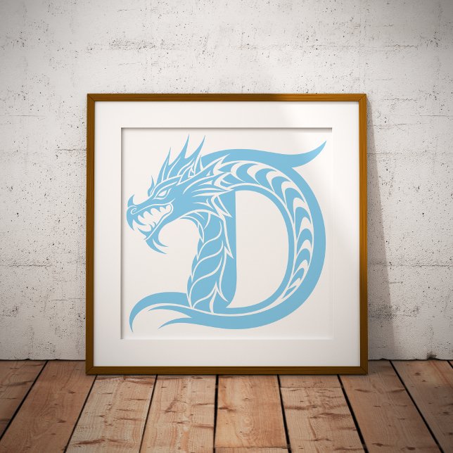 Affiche Lettre D de style dragon, alphabet du dragon, mono (Créateur téléchargé)