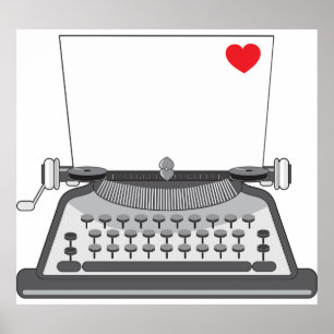 Affiche Lettre d'amour à la machine à écrire vintage