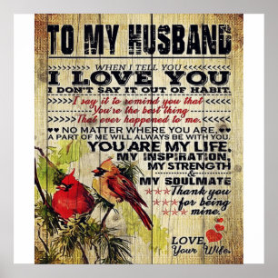 Affiche Lettre d'amour au mari Cadeau Spécial Pour Homme