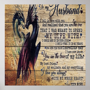 Affiche Lettre de citation d'amour à mon mari