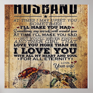 Affiche Lettre de citation d'amour à mon mari