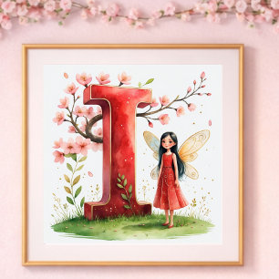Affiche Lettre de la nurserie de bébé fille I Floral féeri