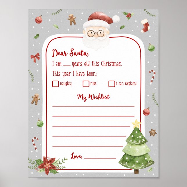 Affiche Lettre de liste de Noël (Devant)