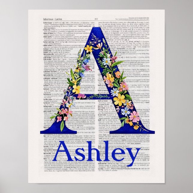 Affiche Lettre de personnalisation A noms Ashley (Devant)