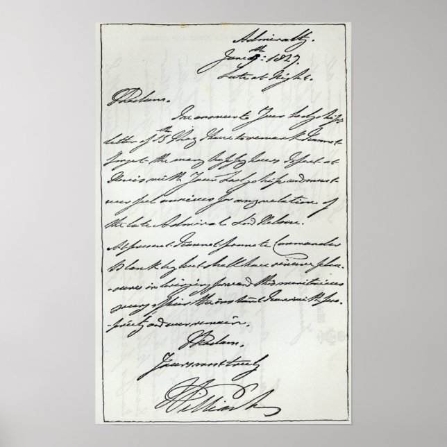 Affiche Lettre de William IV à Lady Nelson (Devant)