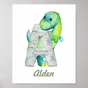 Affiche LETTRE Dinosaure Bébé Personnalisée Décor Dinosaur