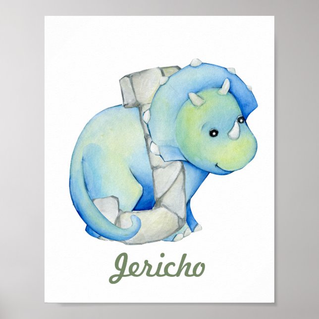 Affiche Lettre Dinosaure Dinosaure Cute Décor Personnalisé (Devant)