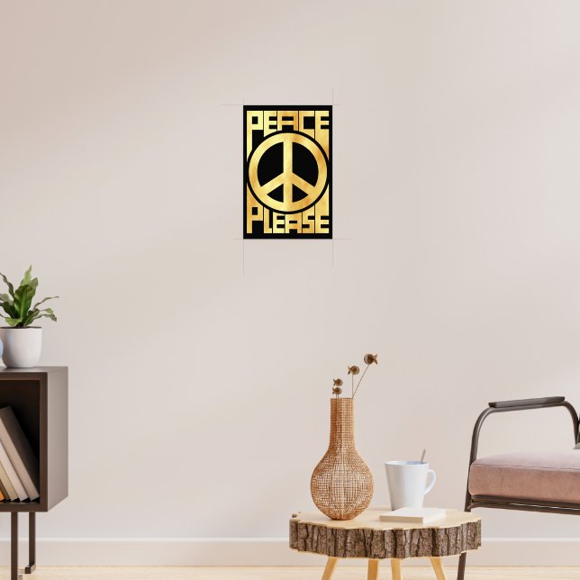 Affiche Lettre dorée douce Paix S'il vous plaît (Salon 3)