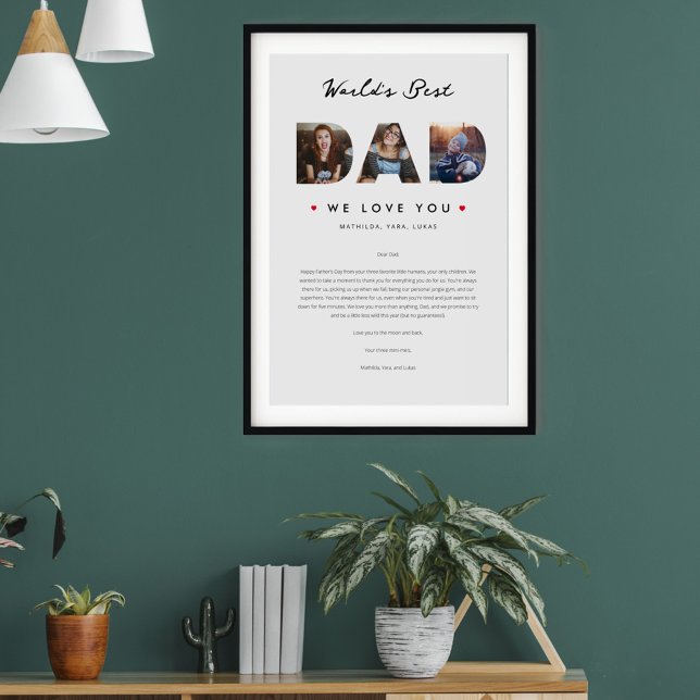 Affiche Lettre drôle de la meilleure Fête des pères papa d (Créateur téléchargé)