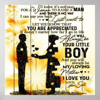 Affiche Lettre Du Fils À Ma Mère, Cadeau De Famille,