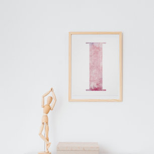 Affiche Lettre du nom de la fille I Boho Pink Aquarelle Po