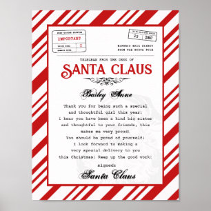 Affiche Lettre du père Noël Télégramme Lettre du père Noël