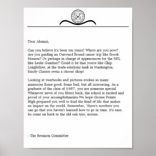 Affiche Lettre élevée de la Réunion de Grosse Pointe