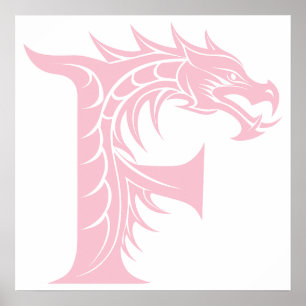 Affiche Lettre F de style dragon, Alphabet Dragon, Monogra