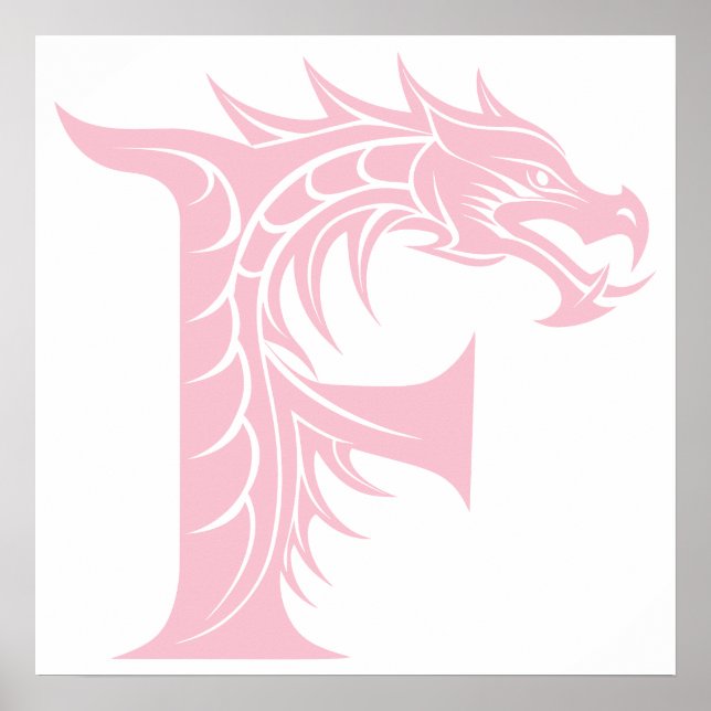 Affiche Lettre F de style dragon, Alphabet Dragon, Monogra (Devant)