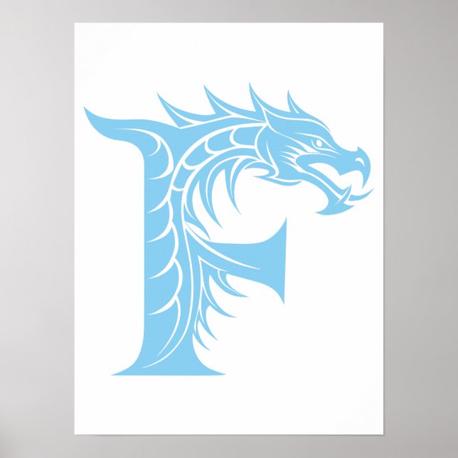 Affiche Lettre F de style dragon, alphabet du dragon, mono (Devant)