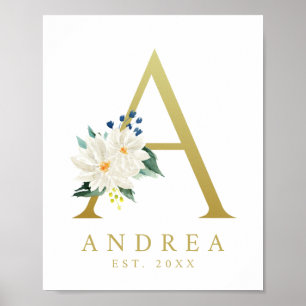 Affiche LETTRE Fleur A