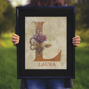 Affiche LETTRE FLEURIE DE Steampunk L