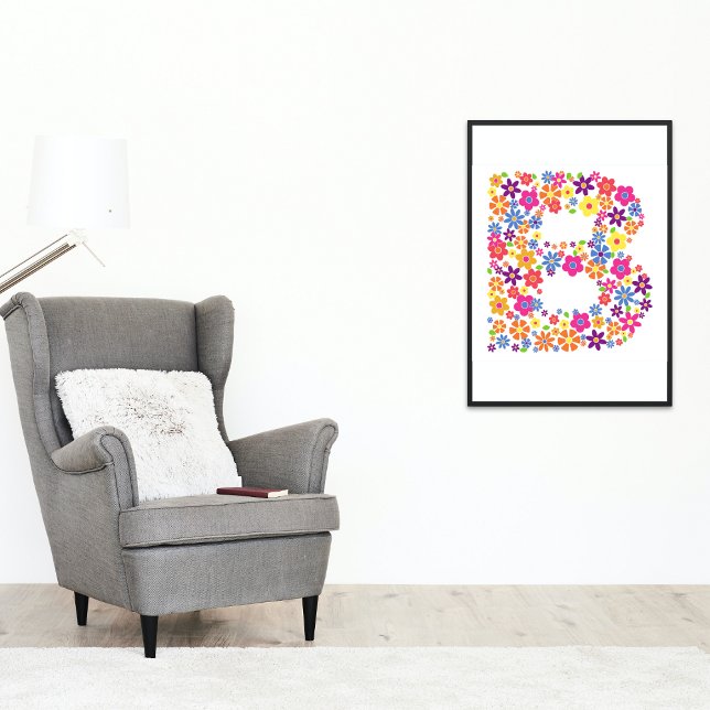 Affiche LETTRE Florale B Fleurs de monogrammes (Créateur téléchargé)