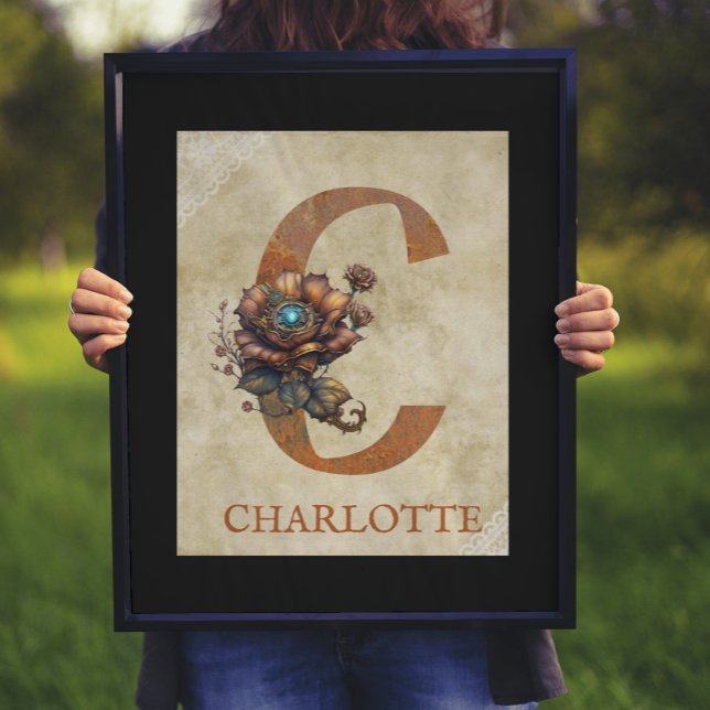 Affiche LETTRE Florale C Steampunk (Créateur téléchargé)