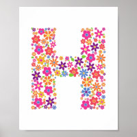 LETTRE Florale H Fleurs monogrammes