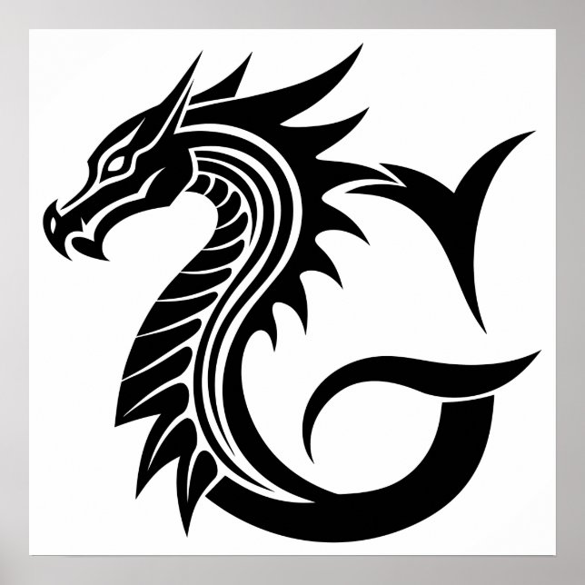 Affiche Lettre G de style dragon, alphabet du dragon, mono (Devant)