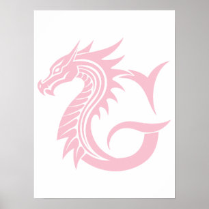 Affiche Lettre G de style dragon, Alphabet du dragon, Mono