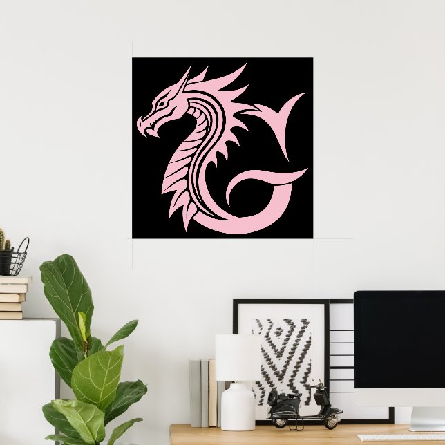 Affiche Lettre G de style dragon, alphabet du dragon, mono (Bureau à domicile)