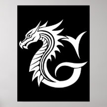 Lettre G de style dragon, alphabet du dragon, mono