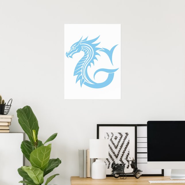 Affiche Lettre G de style dragon, alphabet du dragon, mono (Bureau à domicile)