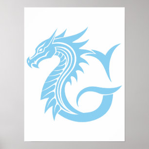 Affiche Lettre G de style dragon, alphabet du dragon, mono
