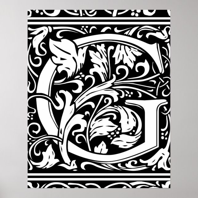 Affiche Lettre G Monogramme Médiéval Initiale Vintage (Devant)