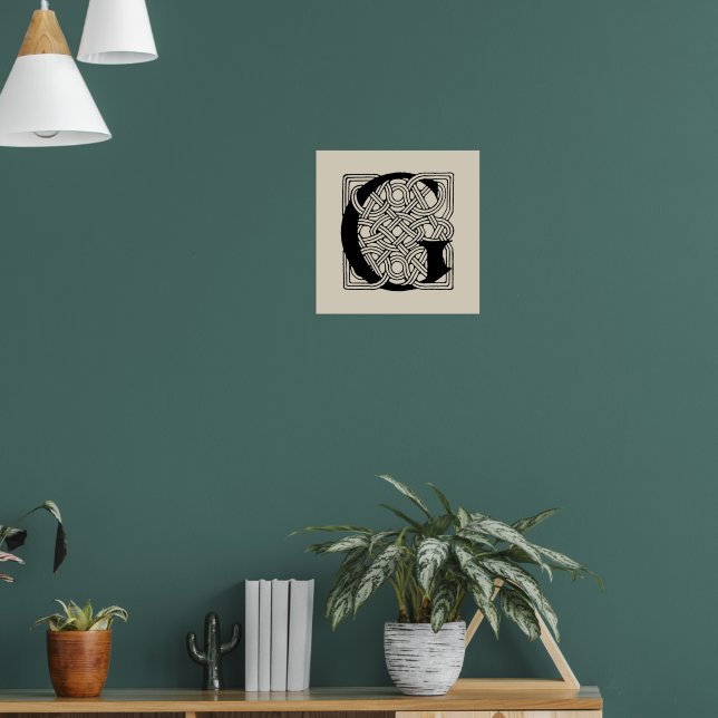 Affiche Lettre G Monogramme Nœud Celtique Vintage (Salon 1)