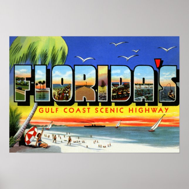 Affiche LETTRE GRANDE DE LA CÔTE DU Golfe DE Floride (Devant)