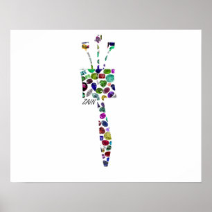 Affiche LETTRE HÉBRAÏQUE ZAIN Fabriquée avec des pierres p