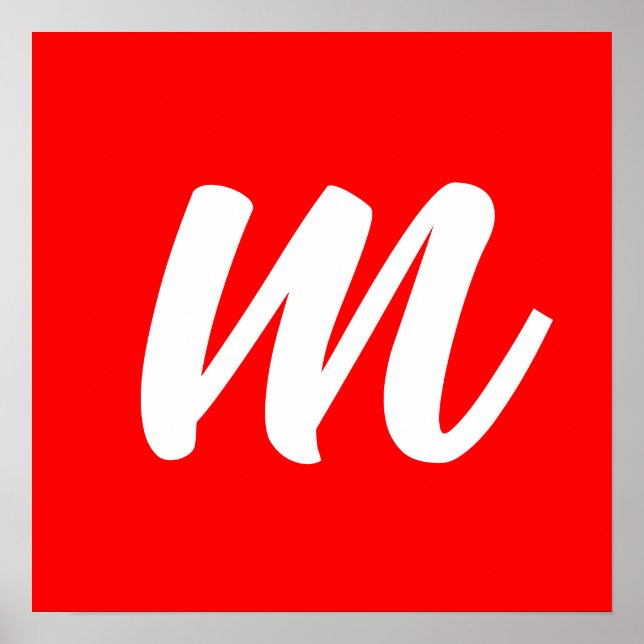 Affiche LETTRE INITIALE CalliGRAPHIQUE BLANCHE ROUGE (Devant)