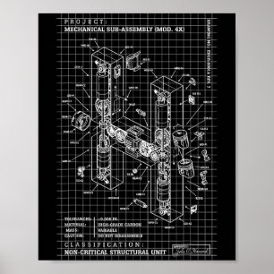 Affiche Lettre initiale de monogramme d'ingénierie d'ingén