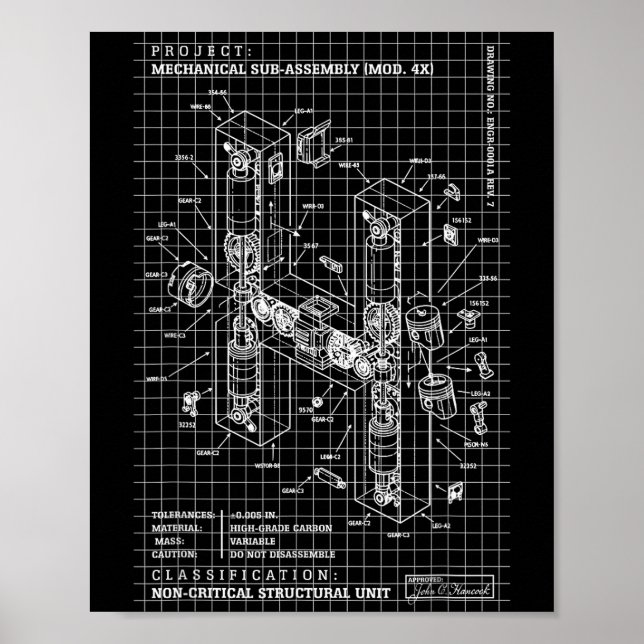 Affiche Lettre initiale de monogramme d'ingénierie d'ingén (Devant)