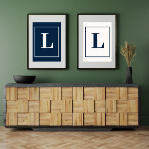 Affiche Lettre initiale   Monogramme gris moderne stylisé
