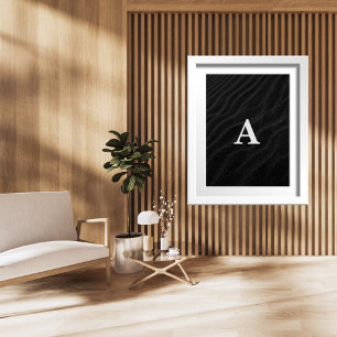 Affiche Lettre initiale Monogramme Moderne Chic Sable Noir